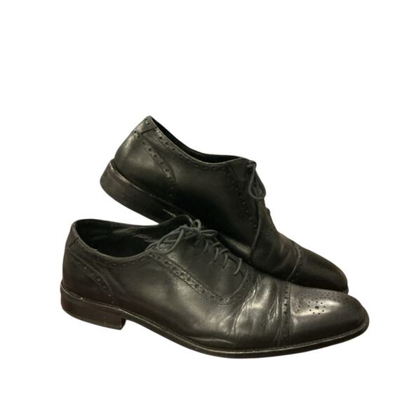 Joseph Abboud "Chase" Black Leather Cap Toe Brogue Oxford Shoes 11.5 - Picture 14 of 14